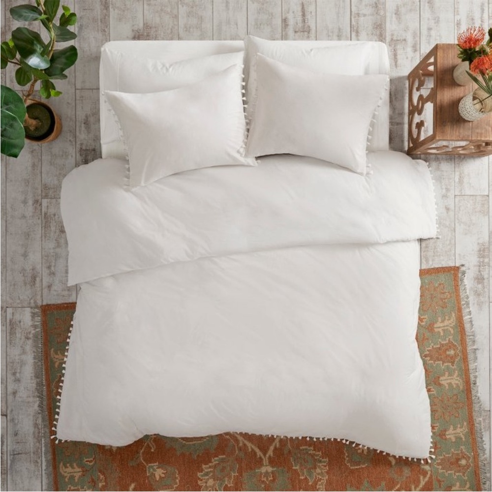 MADISON PARK NWT 3pc dual cotton duvet cover set -white -full/queen